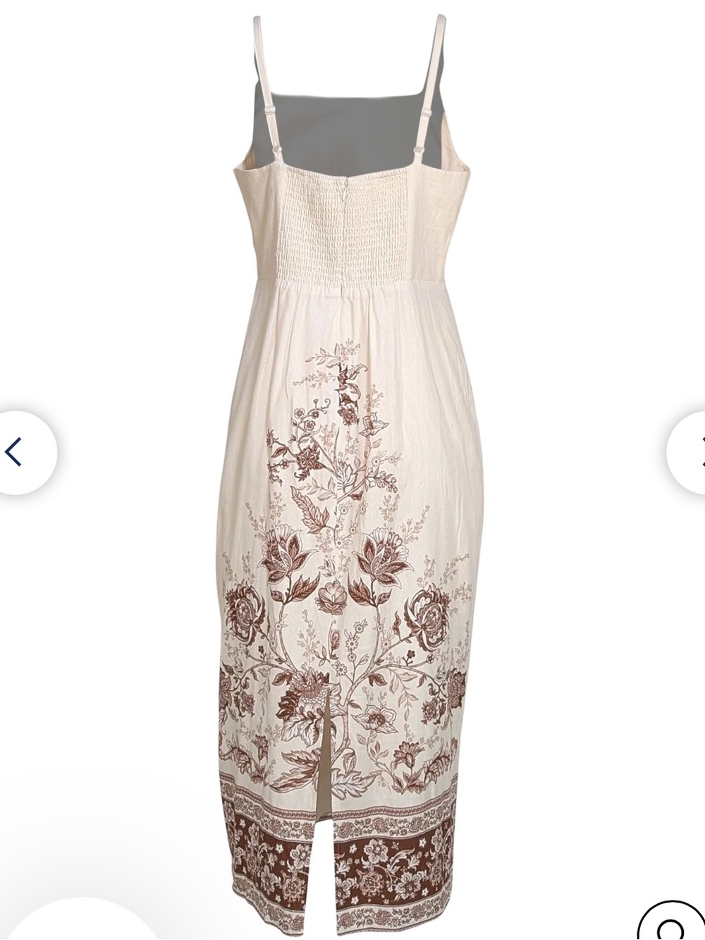Christian Lacroix Linen Dress, size L, cream and brown floral - Picture 3 of 14